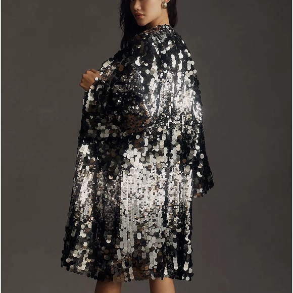 Anthropologie Jackets & Blazers - Anthropologie Ombré Black Silver Kimono Duster Jacket XS XL Sequin NWT HOST PICK